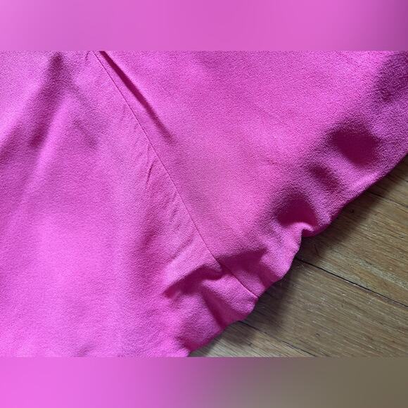 60s Vintage Hot Pink Crepe Dress Swing Dress w High Neckline - Picture 9 of 9